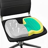 LuminaRest® Gel Seat Cushion for Long Sitting - Premium CertiPUR-US® Certified Memory Foam, Non-Flattening Office Chair Cushion for Tailbone & Coccyx Pain Relief, Sciatica & Back Support (Gray)