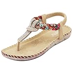 Women Flip Flops, Mosunx(TM) Bohe Rhinestone Fashion Flat Casual Sandals Beach Shoes (39(US:7.5), Red)
