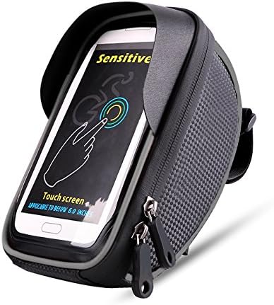 Waterproof Bicycle Touch Screen Front Bag MTB Road Bike Top Tube Frame Handlebar Bag 6.0 inch Cycling Pouch Cellphone Bag with Sun Visor