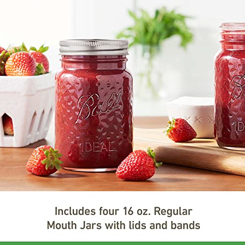Ball Jar Rose Vintage Regular Mouth Pint Canning Jars, 4 Pack Pricepulse