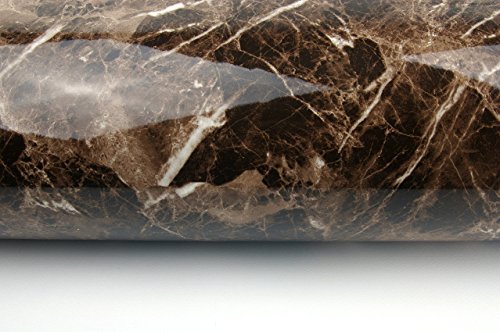 Marble Look Film Brown High Glossy Granite Effect Vinyl Self