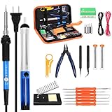 23-in-1 Soldering Iron Kit SIKIWIND 60W Adjustable Temperature Soldering Iron, 5pcs Soldering Iron Tips, Soldering Iron Stand, Solder Sucker, 2pcs Tin Wire Tube, Tweezers and Other Welding Tools