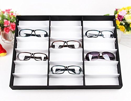 PaPafix Eyeglasses Eyewear Organizer Display Storage Case Hold 18 pieces, Also for Watches and Jewelry
