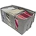 Sorbus Foldable Storage Bag Organizers, 3 Sections, Great for Clothes, Blankets, Closets, Bedrooms, and More, 2-Pack (Gray)