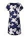 JustVH Women's Casual Floral Print Short Sleeve Tunic A-Line Summer Mini T-shirt Dress