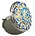 Ivenf Blue Royal Antique Flower Round Vintage Compact Metal Purse Mirror, Wedding / Thanksgiving / Christmas Gift