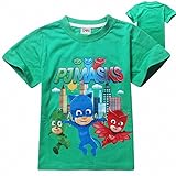 Owone Box PJ Masks Gekko Catboy Owlette Cotton Short Sleeve T-shirt, Green, 3-4T