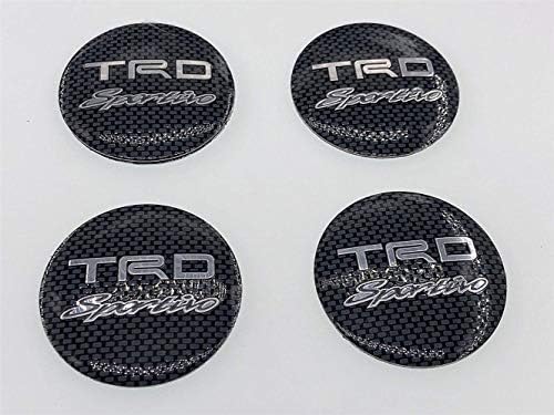 yanzhongmaoyi 56mm Carbon Fiber TRD Emblem Wheel Hub Caps Sticker Center Cover Racing Sport black