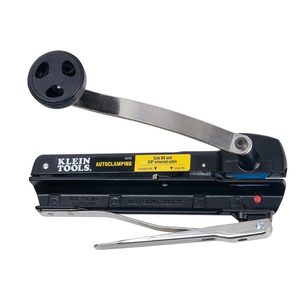 Photo 1 of Klein Tools 53725 Armored and BX Cable Cutter, Cuts Up to 3/8 Inch Armored Cable-BX-AC-MC-MCAP-Greenfield, With Storage and Extra Blades