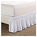 Pleated Three Sides Fabrics Wrap Around Style Egyptian Cotton Elastic 17 inch Drop Dust Bed Skirt for Twin/Full,Queen,King Size Beds(King, White)