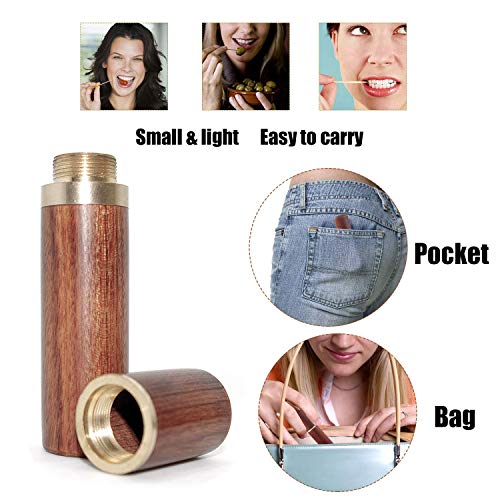 2 Pack Mini Wooden Toothpick Holder, Portable Toothpick Dispenser Bucket Toothpick Box Pocket