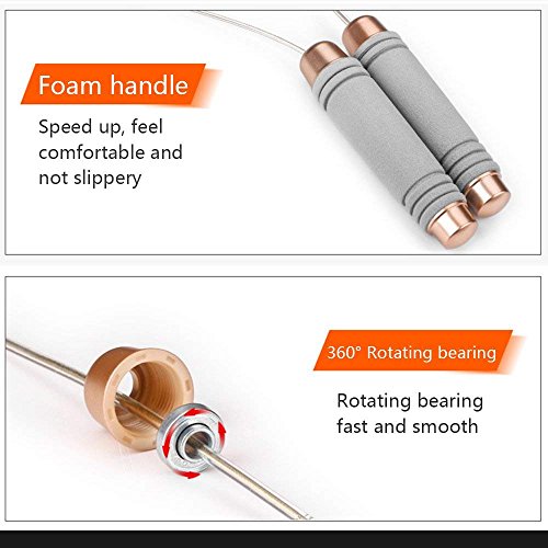 Dream Wings Adjustable Jump Rope with Comfortable Foam Handles,PVC Steel Cable for Speed Skipping Rope Cardio, Workout and Fitness Training Jump Rope for Adult Kids Men Women (Gray)