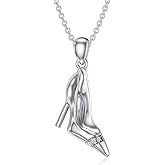 LWXIE High Heel Shoe Necklace with Diamond 925 Sterling Silver High Heel Shoe Pendant Necklace Diamond Jewelry Gift for Her Christmas Mother's Day Anniversary Birthday