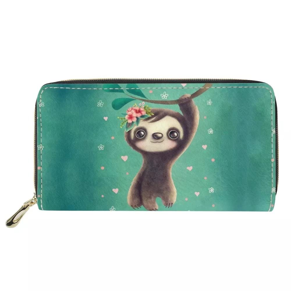 chaqlin Funny Baby Sloth Wallet for Women,PU Leather Coin Purse Large Capacity Money Bags Travel Holiday Party Handbags Phone Case