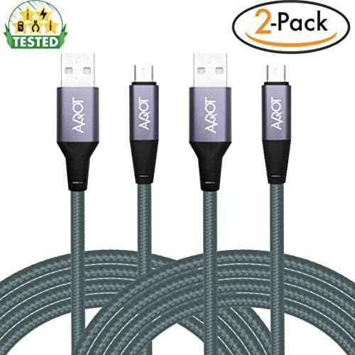 AVQOT Micro USB Cable Android Charging [2-Pack 4ft] QC 3.0 Compatible, Super-Durable, Fast Charge [2.4 A] High Speed Sync, Nylon-Braided Cord for Samsung, HTC, Sony, Nokia, PS4, LG Smartphones (Gray)