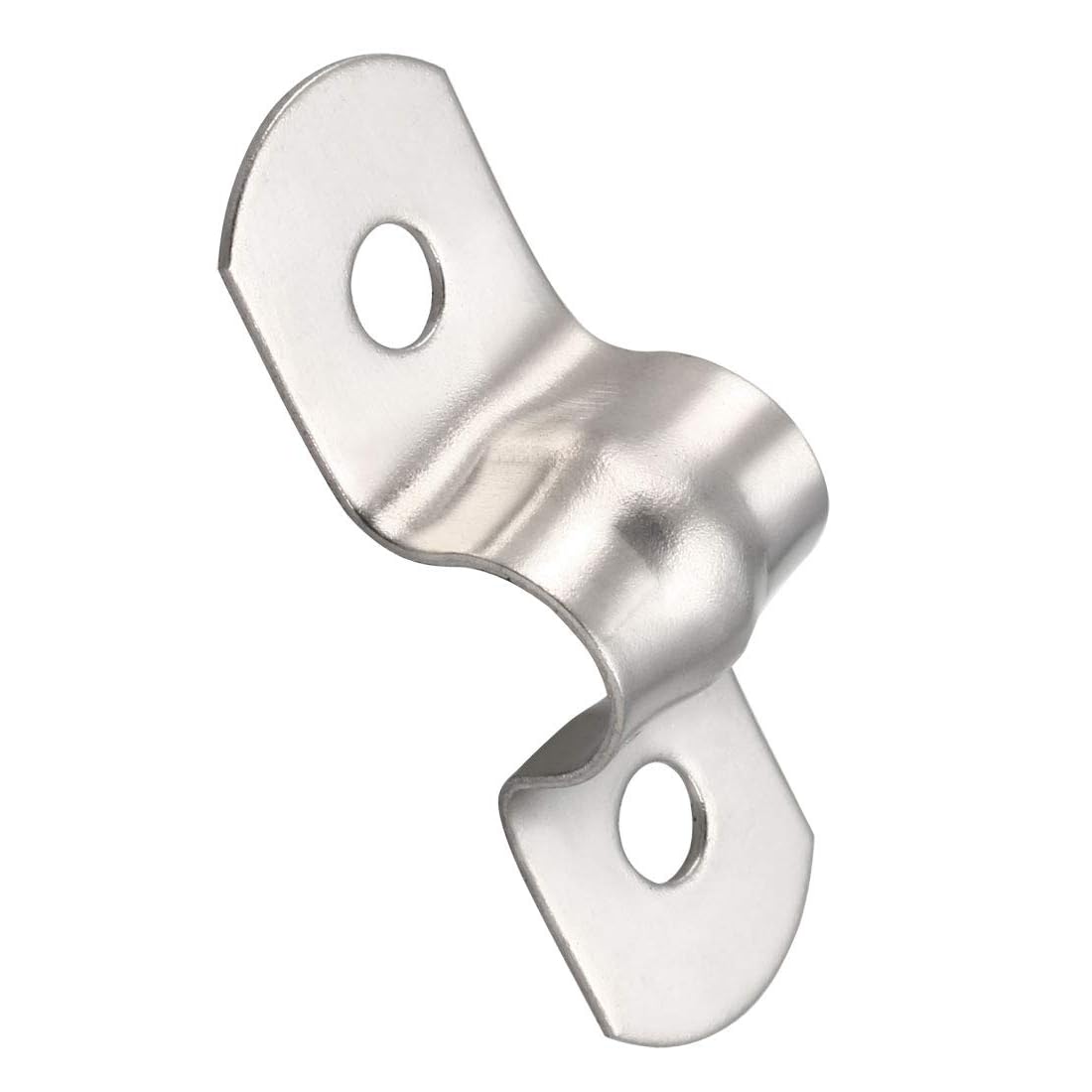 TOP-VIGOR 20Pcs 8mm(0.3") Rigid Pipe Strap, 2 Holes 304 Stainless Steel Tension Tube Clip Clamp for Fixing Tube Pipe Wire