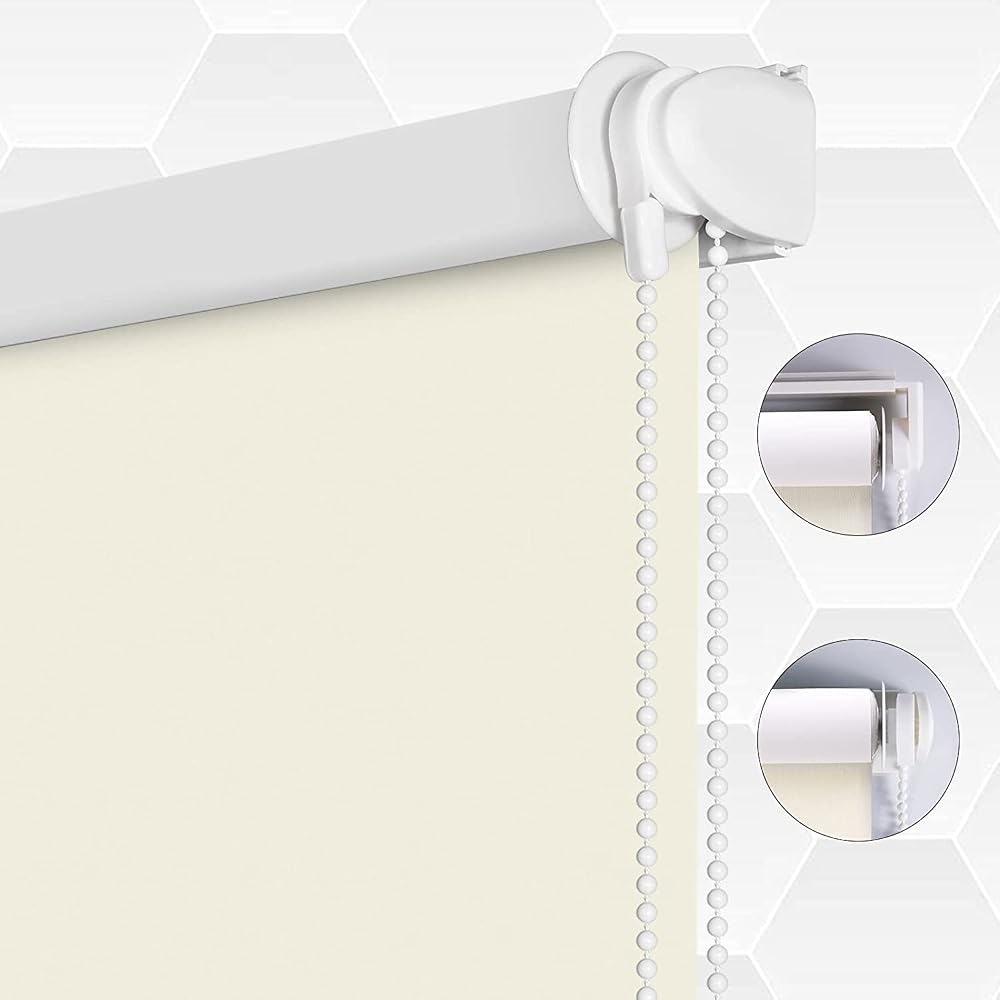 SMONTER 100% Blackout Waterproof Window Roller Shade Beige 61cm x 200cm