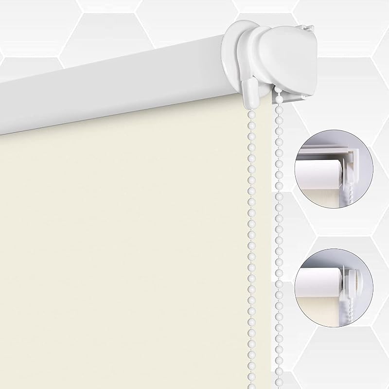 SMONTER 100% Blackout Waterproof Window Roller Shade Beige 61cm x 200cm