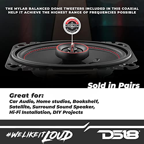 DS18 G4.6Xi GENX 4x6 2Way Coaxial Speakers 135 Watts Max Power 45