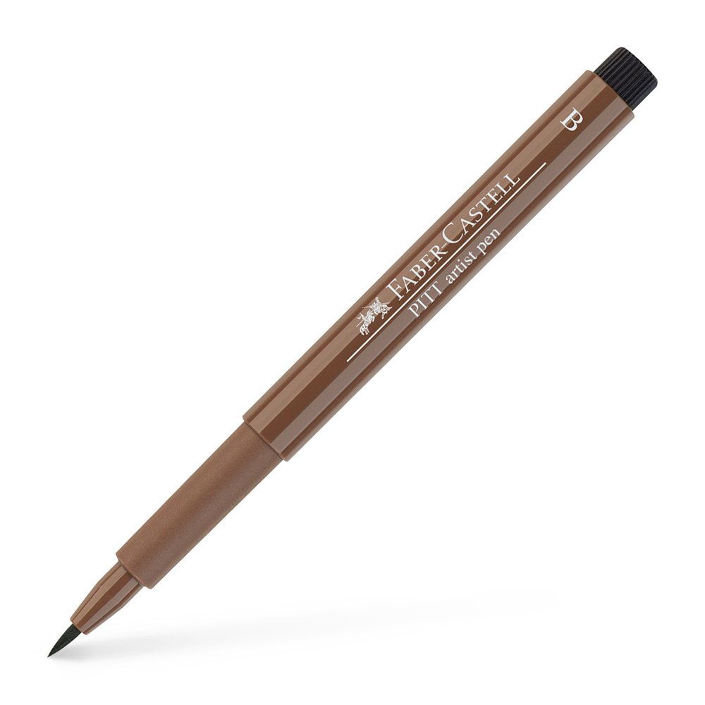 Faber-Castell Art & Graphic Pitt Artist Pen Brush India Ink, Walnut Brown, for Art, Craft, Drawing, Sketching, Home, School, University, Colouring
