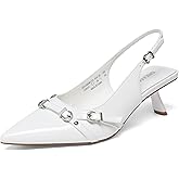DREAM PAIRS Women's Low Kitten Heels Slingback Closed Pointed Toe Comfortable Dressy Pumps Wedding Party Casual Elegant Dress Shoes