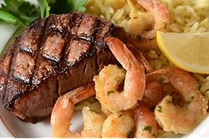 THE NEW YORK STEAK & SEAFOOD COMPANY EST. 1985 New York Steak & Seafood Set of Frozen Fillet Mignon and Jumbo Shrimps - USDA Choice Angus Filet Mignon of 6 oz Each and 1 lb Jumbo Shrimp (2) 6oz. Filet Mignons and 1 lb. Jumbo Shrimp