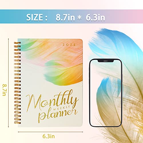 2022 Monthly Planner, 2022 Planner, Weekly & Monthly & Daily Planner 2022, 8.7 x 6.3 inches, Hard Cover Planner with Elastic Closure, for Reasonable Arrangement of Study, Work and Life, Thoughtful Gift