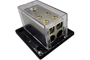 0/2/4 AWG Gauge Power Distribution Block 1/0 Gauge in to (4) 4/8 Gauge Out | Fuse Block | Fuse Block for Auto, RV, Motorcycle