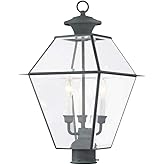 Livex Lighting 2384-61 Westover Charcoal 3 Light Outdoor Post Lantern, 22.00x12.00x12.00