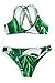Cupshe Fashion Women's Jade Leaves Printing Halter Padding Bikini Set Beach Swimwear