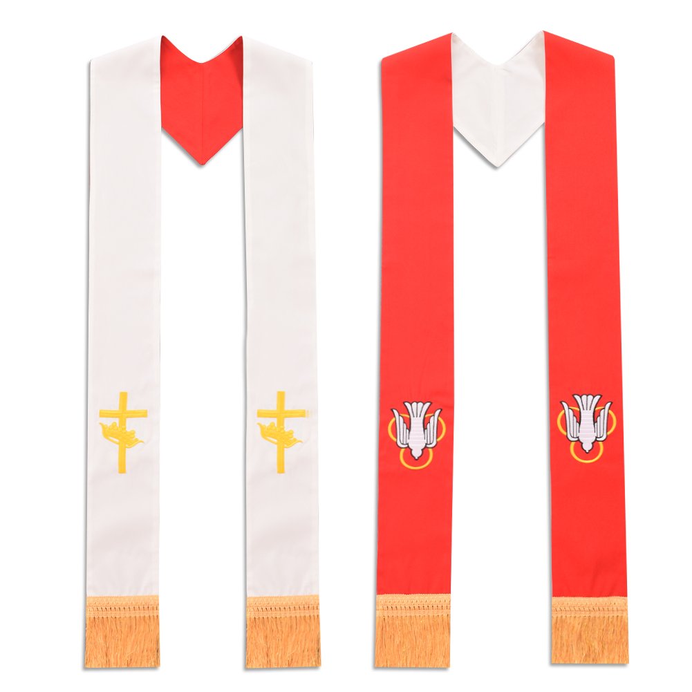 BLESSUME Church Pastor Reversible Stole with Tassels