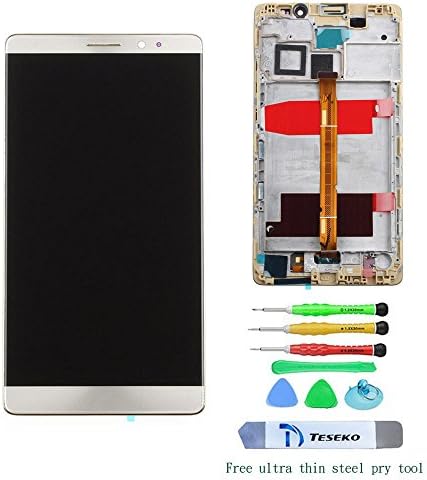 Teseko Full Screen with digitizer Assembly Replacement for Huawei Mate 8 include LCD Display,Touch digitizer&amp;Middle Frame,Free DIY tools,Gold