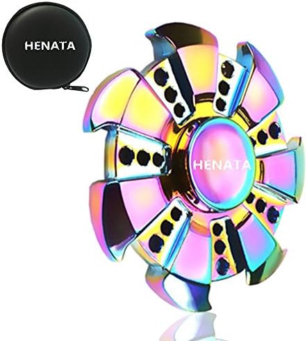HENATA Fidget Spinner Toy EDC Hand Spinner Durable Stainless Steel Bearing High Speed Up to 6Min Colorful Metal Stress Reducer - Perfect For ADD, ADHD, Anxiety, and Autism Adult (R-A9)