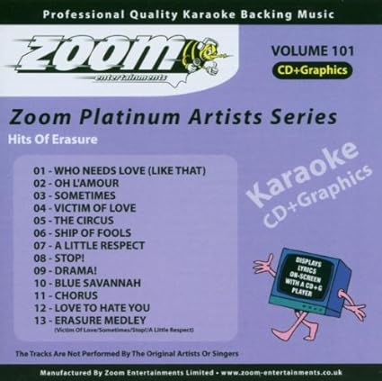 Zoom Karaoke Cd G Platinum Artists 101 Erasure Zoom Karaoke Amazon Co Uk Musical Instruments