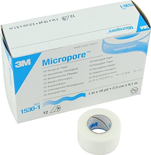 BNMCM Micropore Paper Tape (White, 1x10 Yards) - Set of 12