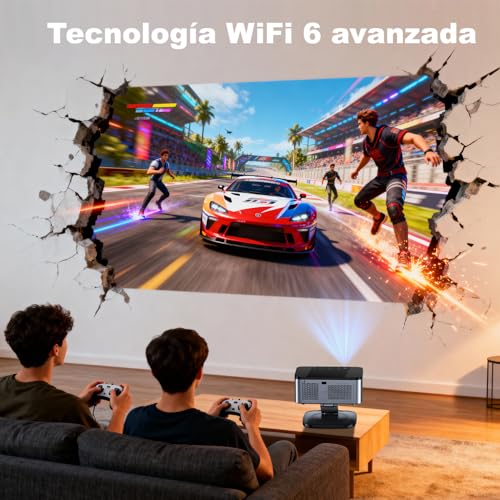 Projector 【1500 ANSI/Google TV/Auto Focus】 XIWBSY Portable Projector 38000 Lumens, Rotates 360°, WiFi 6 Bluetooth 5.3, Voice Control, Support 4K 1080P, Home/Outdoor Video Cinema Projectors
