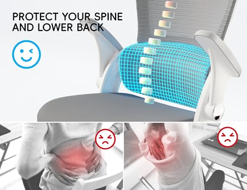 TRALT Office Chair - Ergonomic Office Chair with Back Support, Computer Chair - Home Office Desk Chairs, 330lbs Wide Seat Big and Tall Office Chairs with Headrest, Comfy Desk Chairs (White Grey)