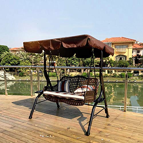 Bels Gartenschaukel FüR Erwachsene 2 Sitzer, Polyrattan Metall Wetterfest Sonnendach Garten Schaukel(Braun+Schwarz/150… – Bild 5