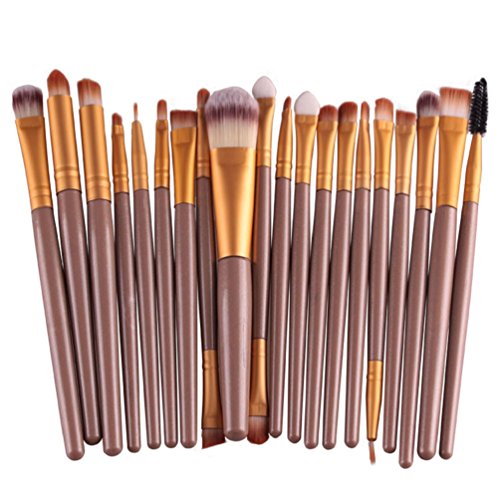 MELADYPro 20pcs Multi-function Cosmetic Powder Foundation Eyeshadow Eyeliner Lip Makeup Brushes Sets (Gold-Gold)