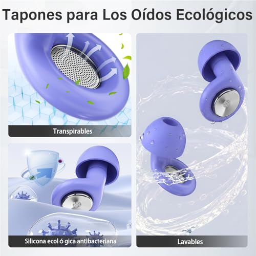 Ear Plugs Noise Sleeping, 2026 New Ear Plugs Noise Cancelling 45 dB, Hearing Protection, Reusable and Washable, Soft, with 8 Tips (XS/S/M/L) and Case, for Sleeping Concert Festival