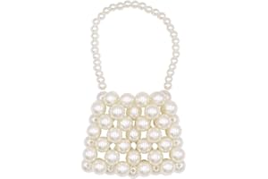 Amamcy Girls Mini White Pearl Purse Handbag Acrylic Beads Handbag Tiny Handbags Pearl Beaded Clutch Evening Bag for Women