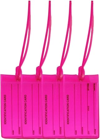 pink luggage tags