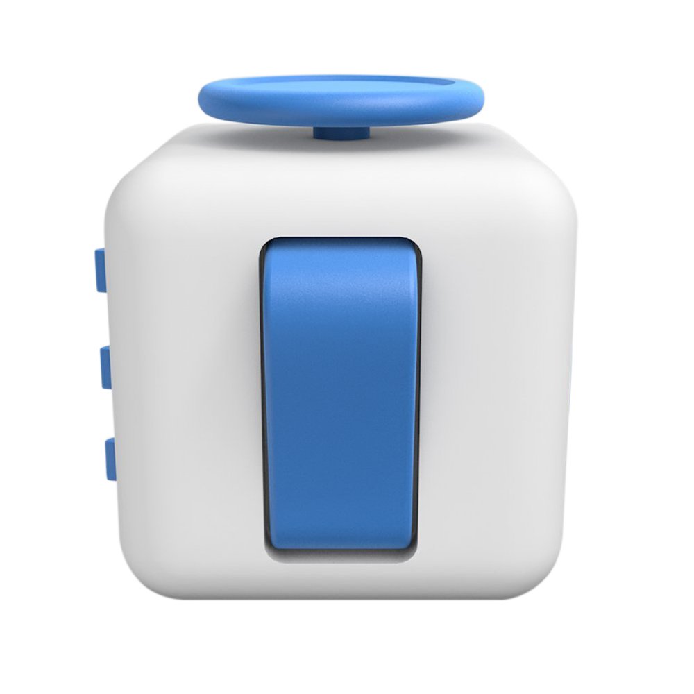Lodabodkin Fidget Cube Relieves Stress and Anxiety for Children and Adults, Anxiety Attention Toy (White-blue)
