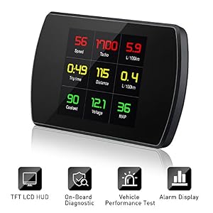 Image of Car HUD Head Up Display with OBD2/EUOBD Interface Plug,EBTOOLS Universal HUD with Play Vehicle Speed KM/h MPH, OverSpeed Warning,Water Temperature, Battery Voltage, Mileage Measurement