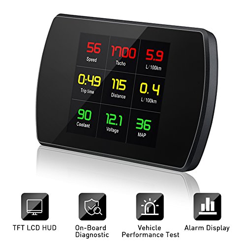 Car hud head up display with obd2/euobd interface plug,…