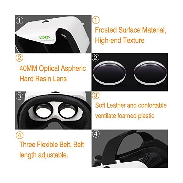 KINGA VR Headset VR Glasses for Smartphone of 4.7-6.0 Inches Android Win IOS iPhone Samsung Huawei - Image 7