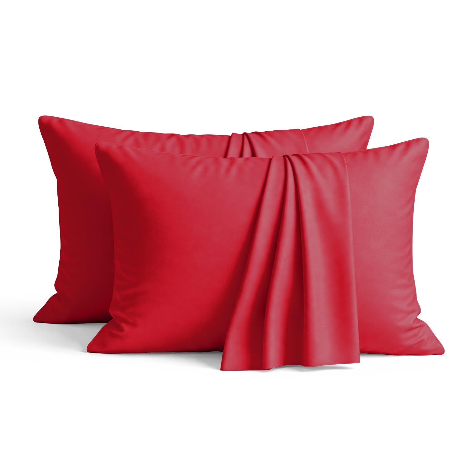 AMEHA 100% Brushed Microfiber Red Pillow Cases 2 Pack (Pillows Not Included), Super Soft Standard Queen Size Pillow Cases | Hotel Quality Pillow Covers, 50x75 cm
