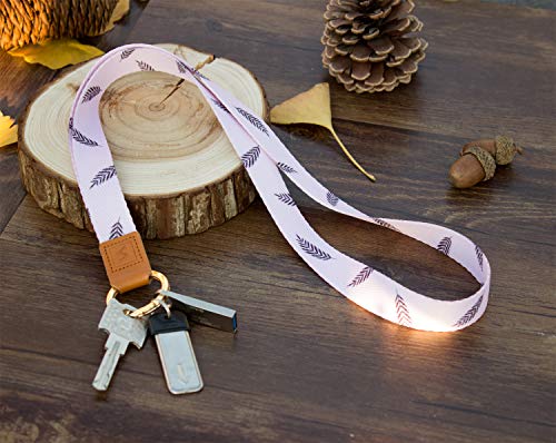 SENLLY Palm Leaf Neck Lanyard Premium Quality Wristlet Strap with Metal Ring and Genuine Leather, for Key Chain, Camera, Cell Mobile Phone, Charms, Lightweight Items etc - Thumbnail 6