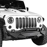 Hooke Road Jeep JK Front Bumper w/Winch Plate w/2 x 18W Fog Lights for 2007-2018 Jeep JK & Wrangler Unlimited - Blade Master
