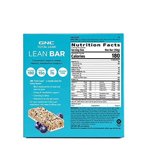 GNC Total Lean Bar HungerSatisfying, HighProtein Meal Bar, Supports